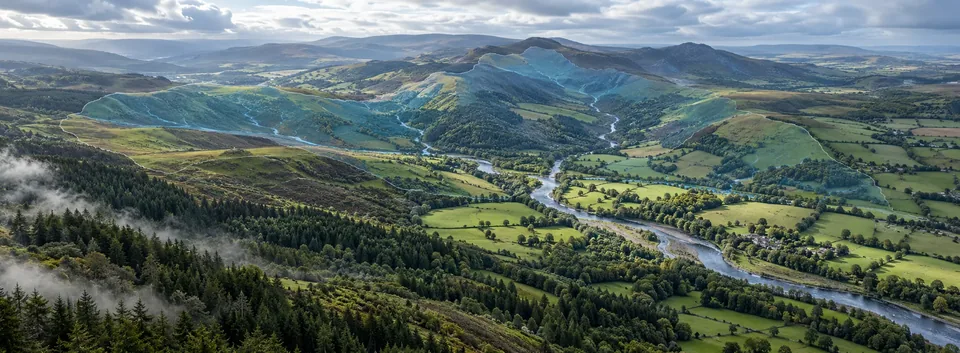Catchment terrain and stream network (illustration)